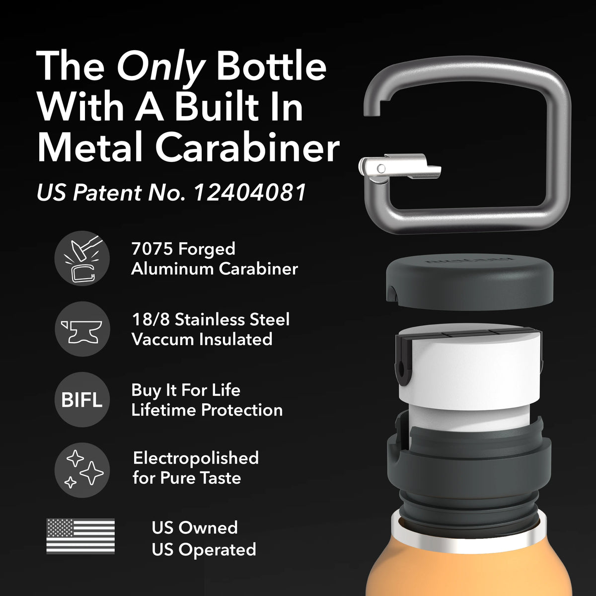 Nuataaq Carabiner Bottle 34 oz - Insulated Stainless Steel Water Bottle (View 21)