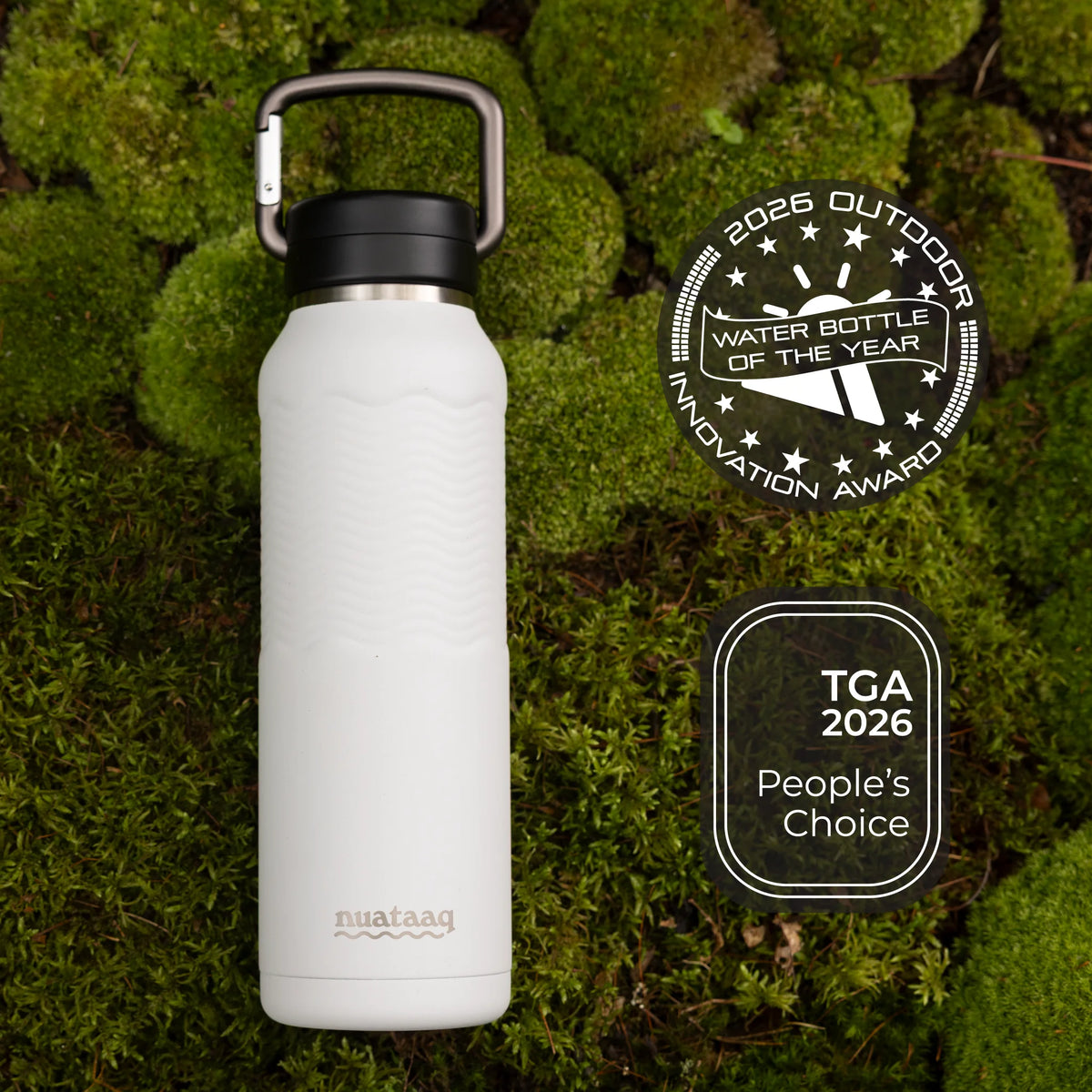 Nuataaq Carabiner Bottle 34 oz - Award Winning Insulated Stainless Steel Water Bottle