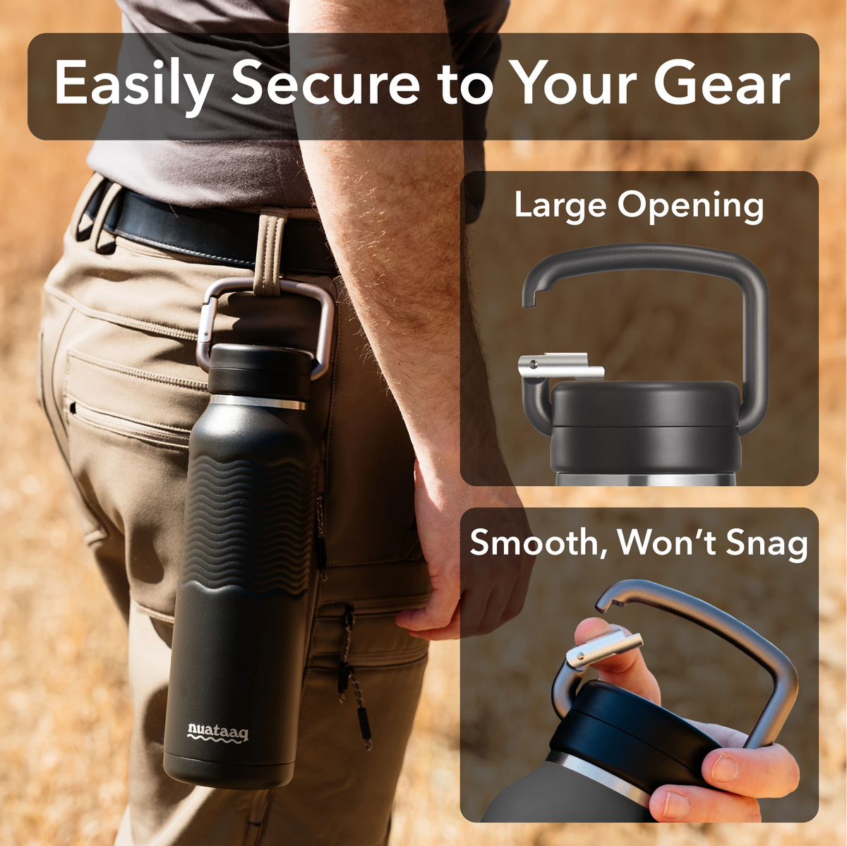 Nuataaq Carabiner Bottle 34 oz - Insulated Stainless Steel Water Bottle (View 7)