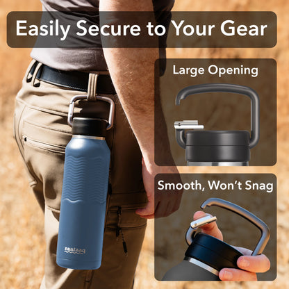Nuataaq Carabiner Bottle 34 oz - Insulated Stainless Steel Water Bottle 