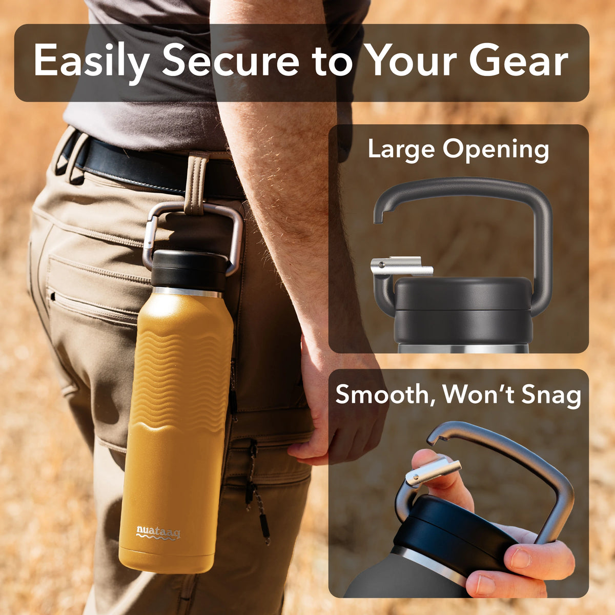 Nuataaq Carabiner Bottle 34 oz - Insulated Stainless Steel Water Bottle (View 19)