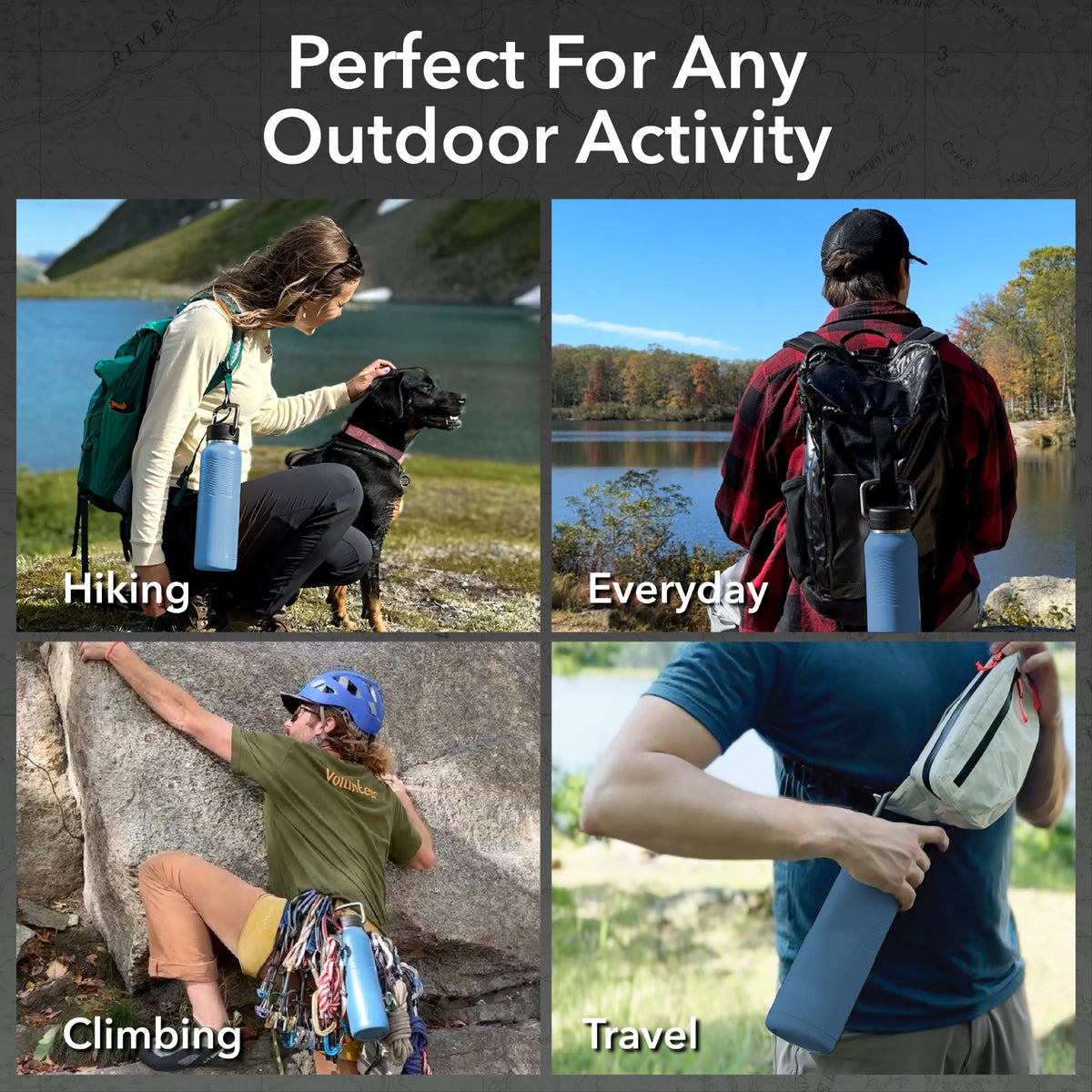 Nuataaq Carabiner Bottle 34 oz - Insulated Stainless Steel Water Bottle outdoor activies 