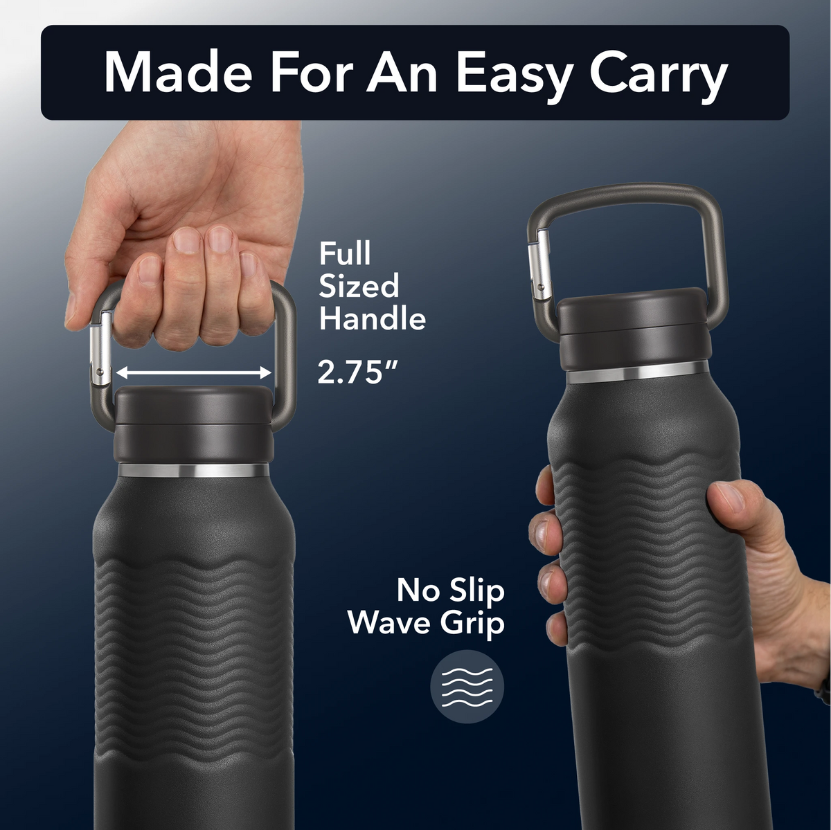 Nuataaq Carabiner Bottle 34 oz - Insulated Stainless Steel Water Bottle (View 11)