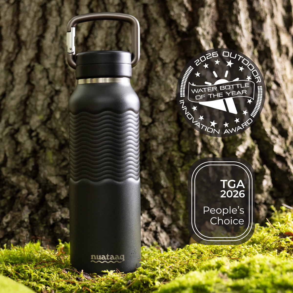 Nuataaq Carabiner Bottle 34 oz - Award Winning Insulated Stainless Steel Water Bottle